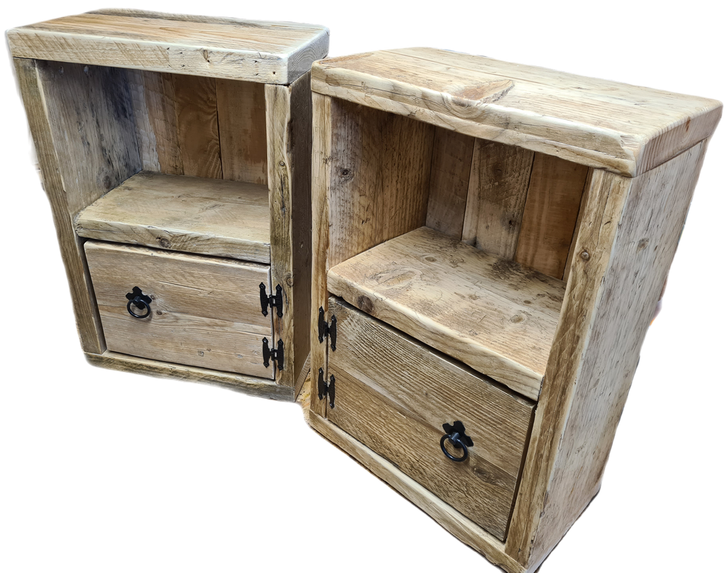 Rustic handcrafted Reclaimed Bedside Cabinet (Pair)