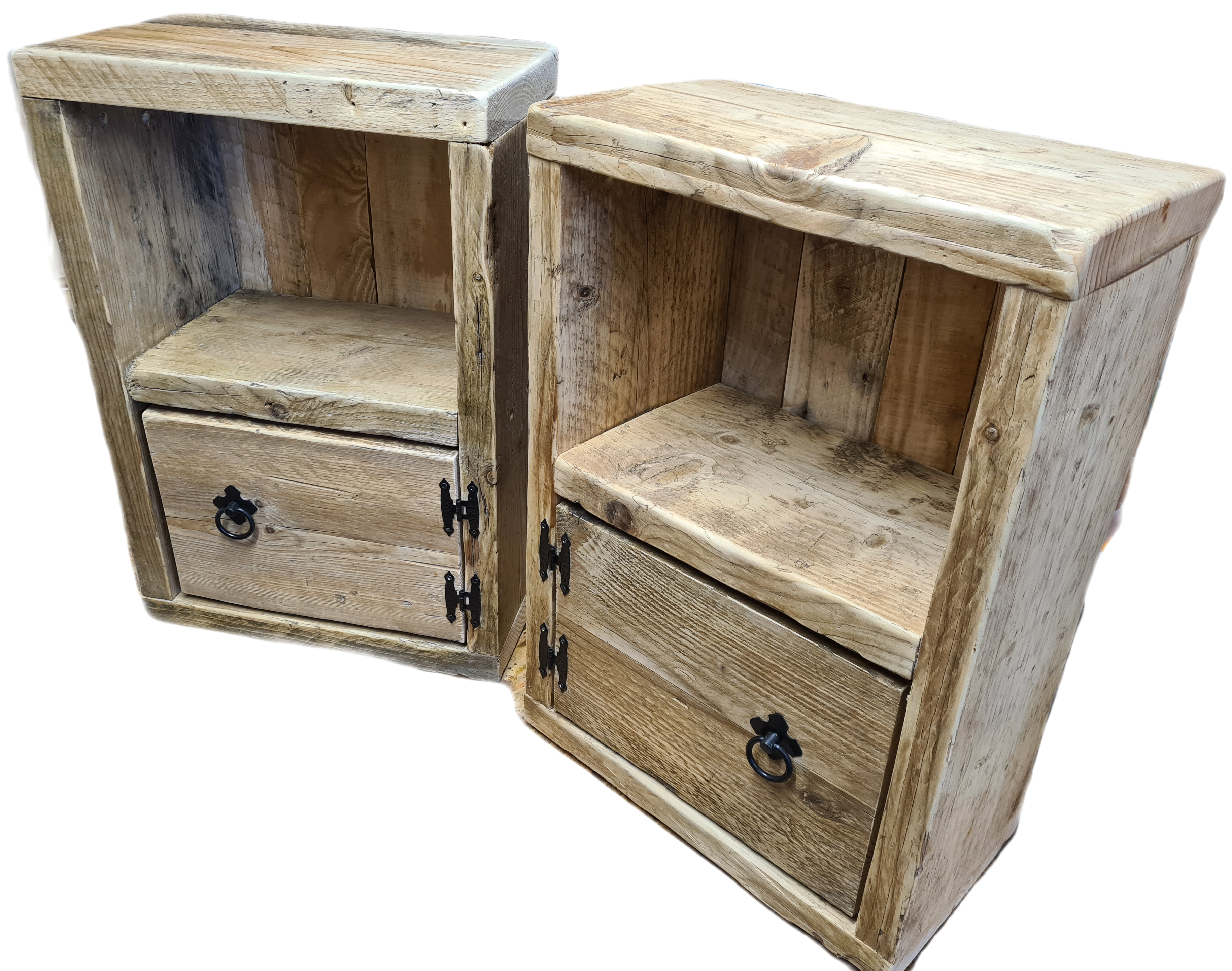 Rustic handcrafted Reclaimed Bedside Cabinet (Pair)