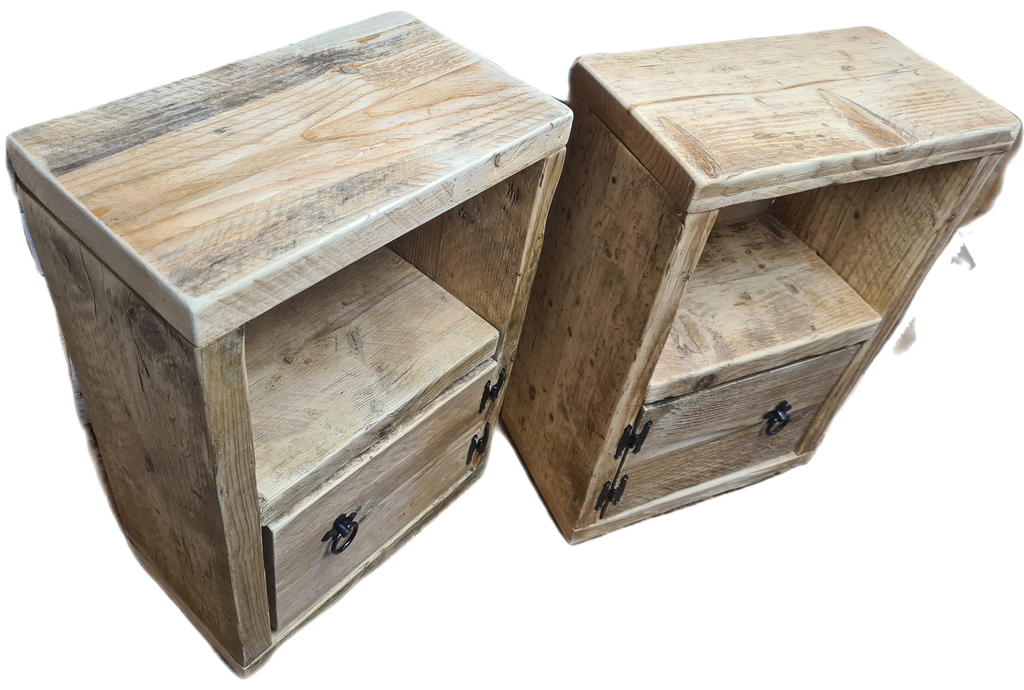 Rustic handcrafted Reclaimed Bedside Cabinet (Pair)