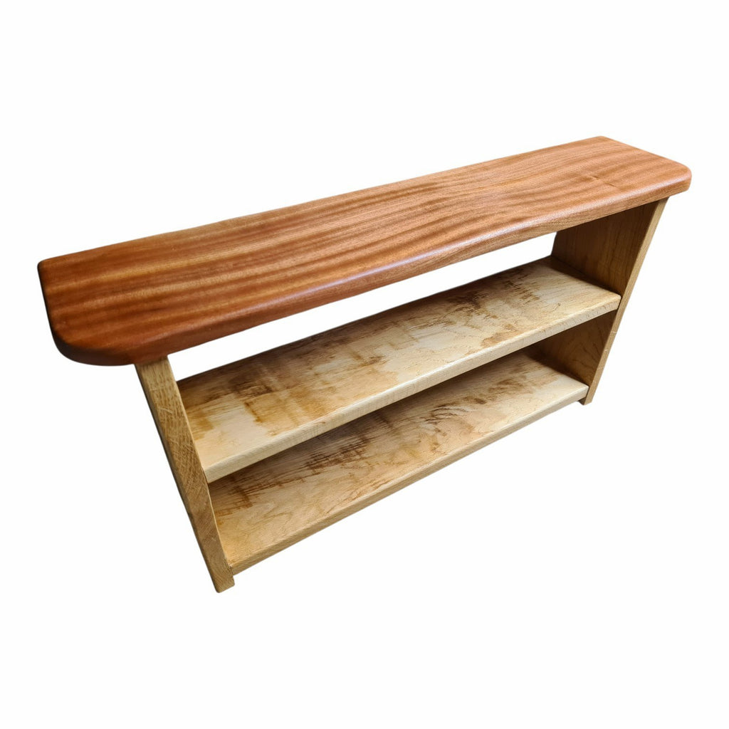 OAK & Sapele Shoe rack Bench 100% solid,Handcrafted, 27mm Thick, Hallway storage