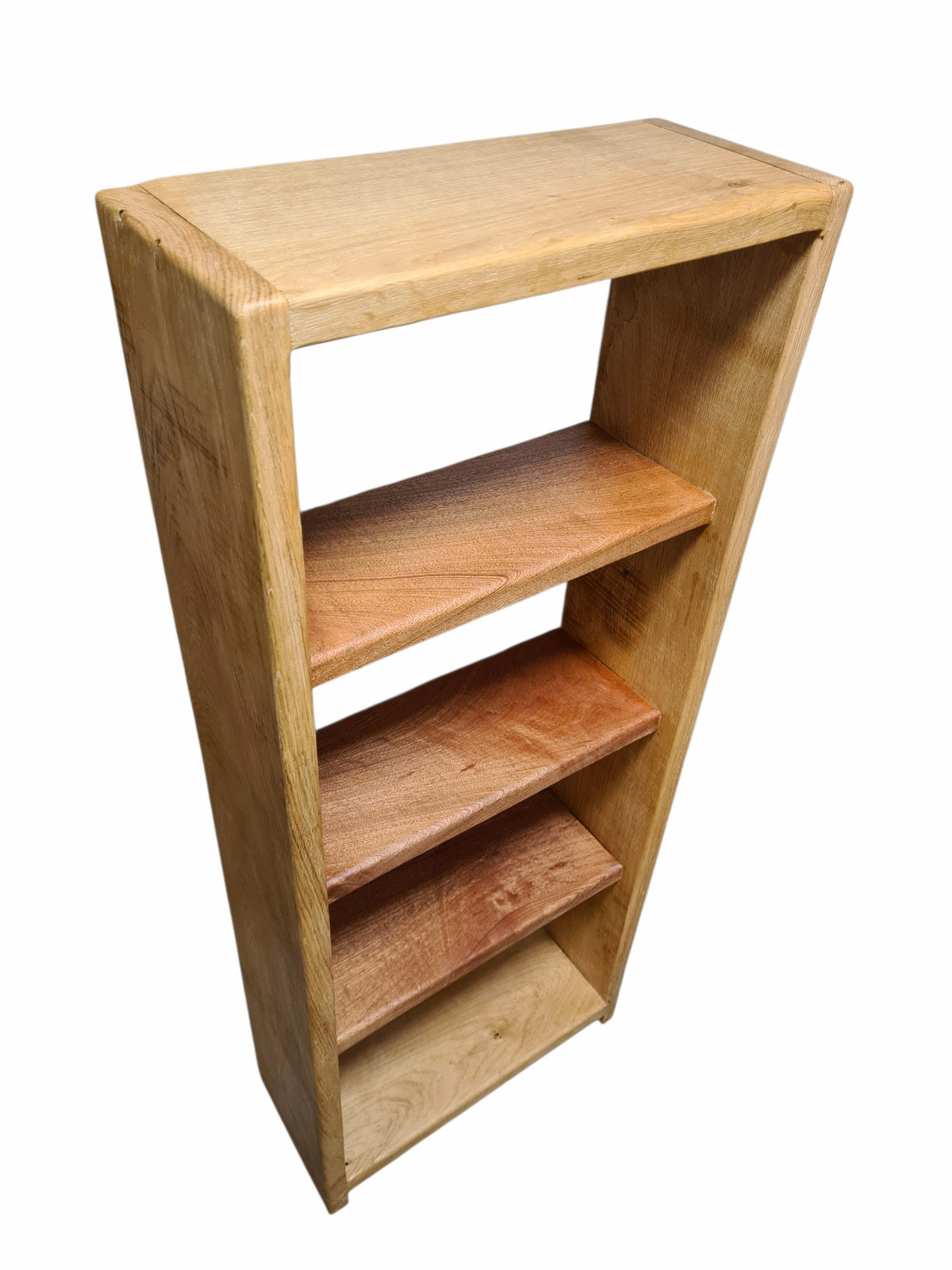 Handcrafted Bookcase 100% Solid Oak & Sapele | 27mm thick Bookshelf, Narrow
