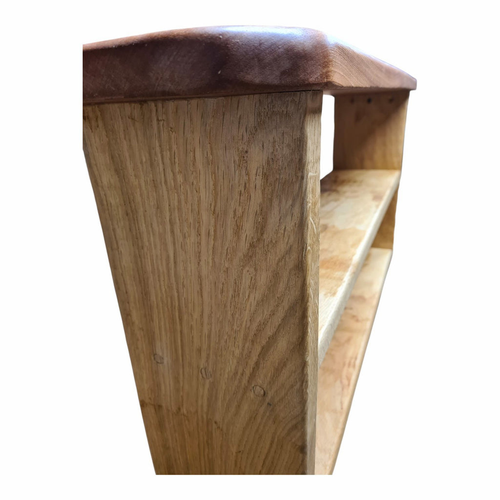 OAK & Sapele Shoe rack Bench 100% solid,Handcrafted, 27mm Thick, Hallway storage