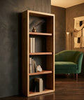 Handcrafted Bookcase 100% Solid Oak & Sapele | 27mm thick Bookshelf, Narrow