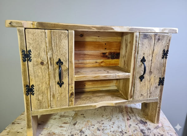 Unique Console/Hallway,Table-cabinet Kintsugi-Style Epoxy Joined Reclaimed Timber