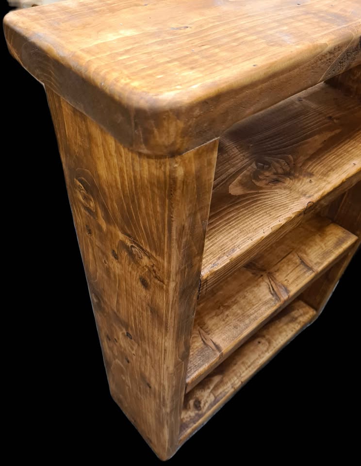 The Hallway Hero: Slim Graduated Console, 3 in one, Shoe Rack & Bookcase | sustainable 45mm thick Boards, Furniture in Osmo Amber | Space Saving Entryway Storage