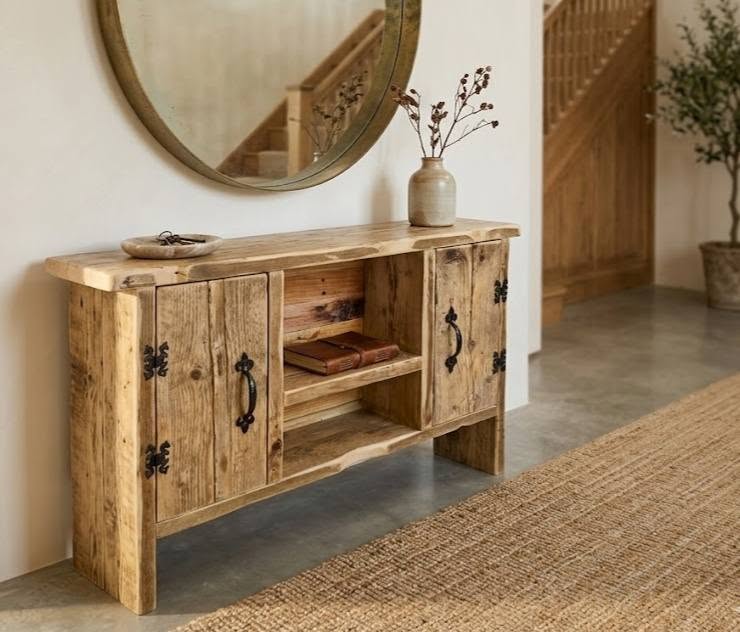 Rustic Statement Sideboard Hallway Console, Handcrafted Cabinet, Kintsugi Epoxy