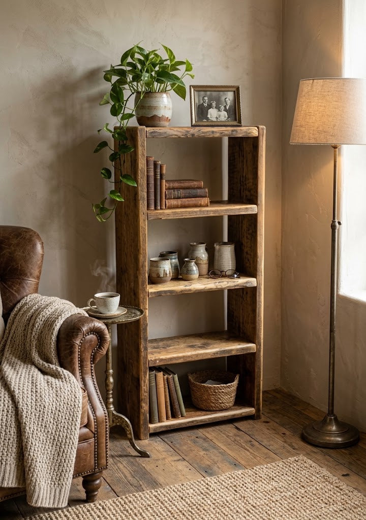 Rustic reclaimed Scaffold Board Bookcase -solid wood, premium finish