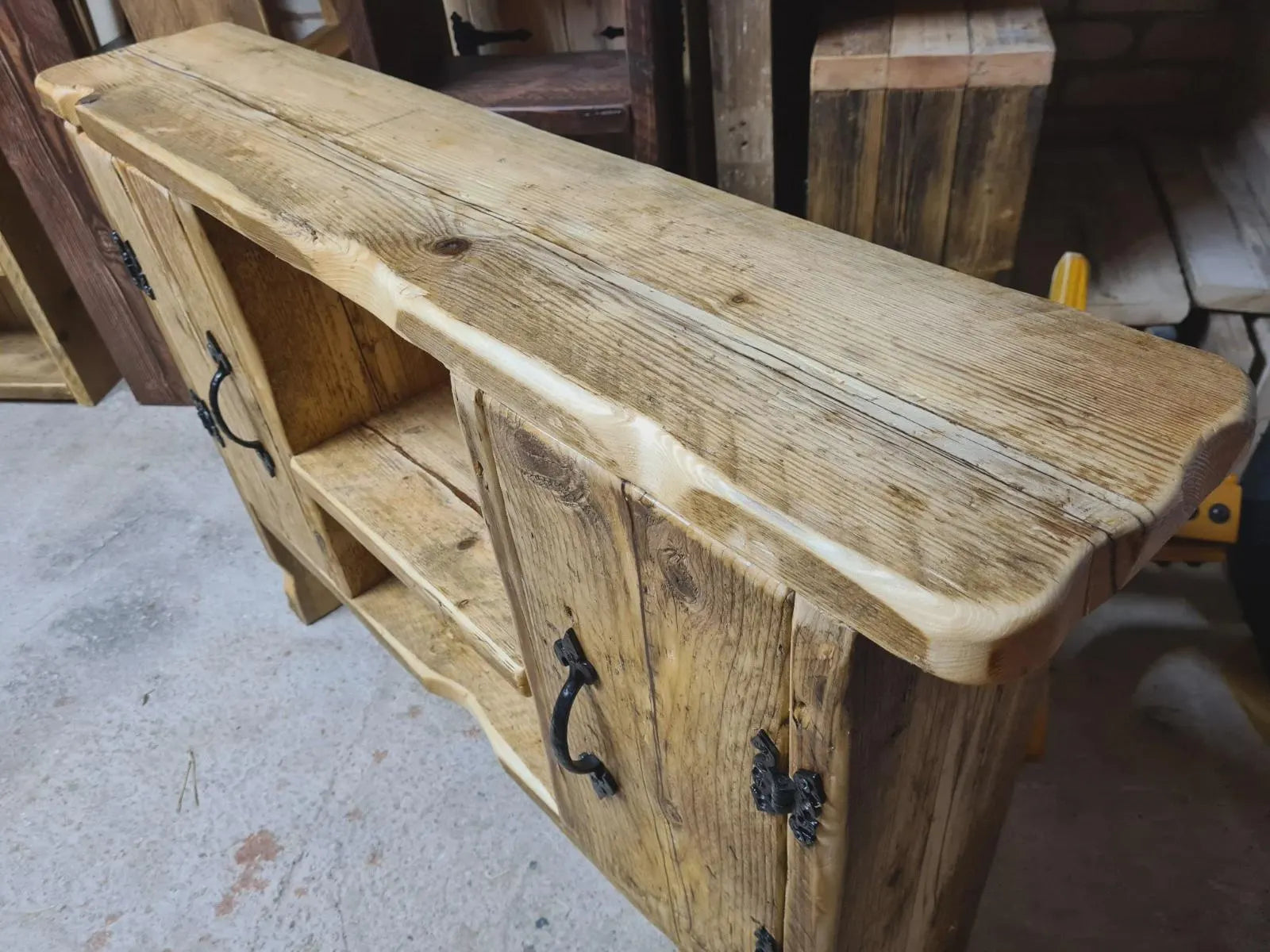 Unique Console/Hallway,Table-cabinet Kintsugi-Style Epoxy Joined Reclaimed Timber