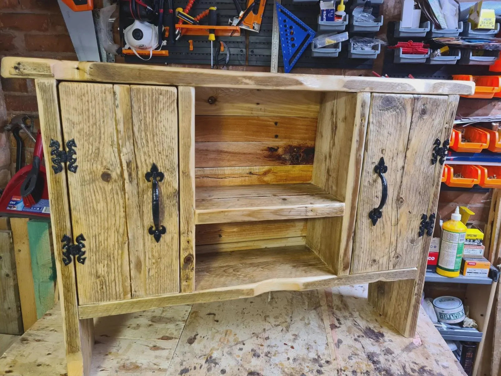 Unique Console/Hallway,Table-cabinet Kintsugi-Style Epoxy Joined Reclaimed Timber