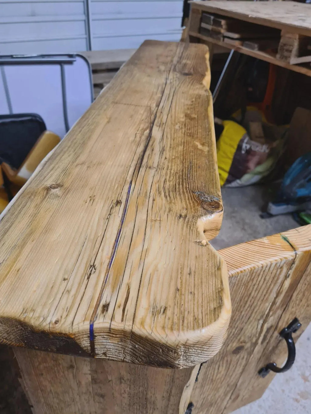 Unique Console/Hallway,Table-cabinet Kintsugi-Style Epoxy Joined Reclaimed Timber