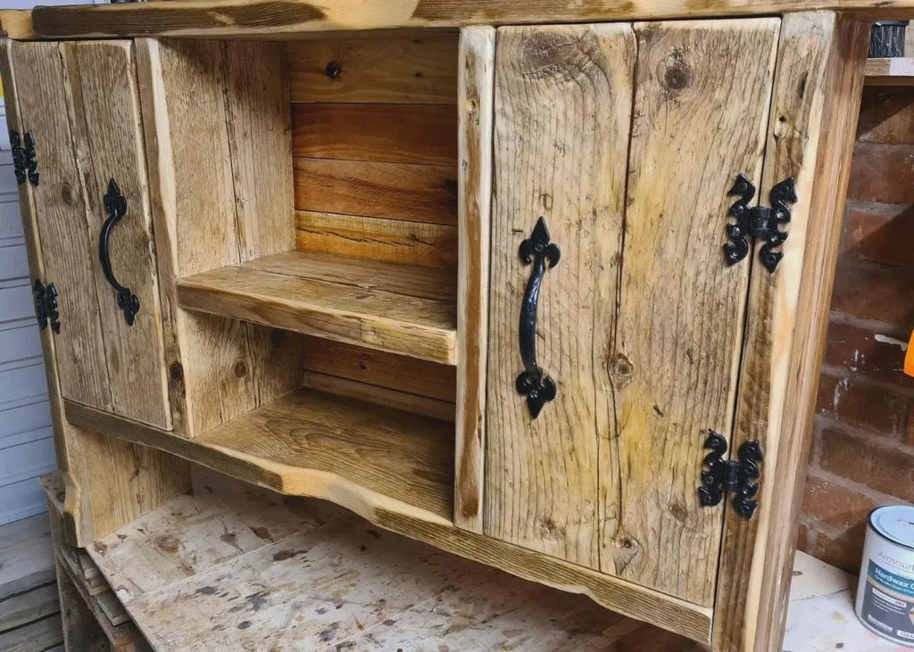 Unique Console/Hallway,Table-cabinet Kintsugi-Style Epoxy Joined Reclaimed Timber