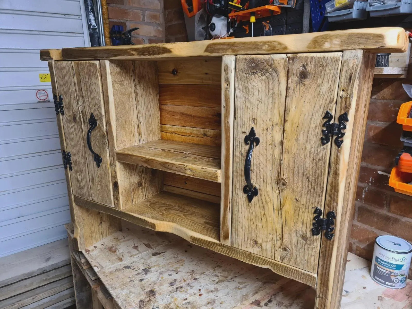 Unique Console/Hallway,Table-cabinet Kintsugi-Style Epoxy Joined Reclaimed Timber