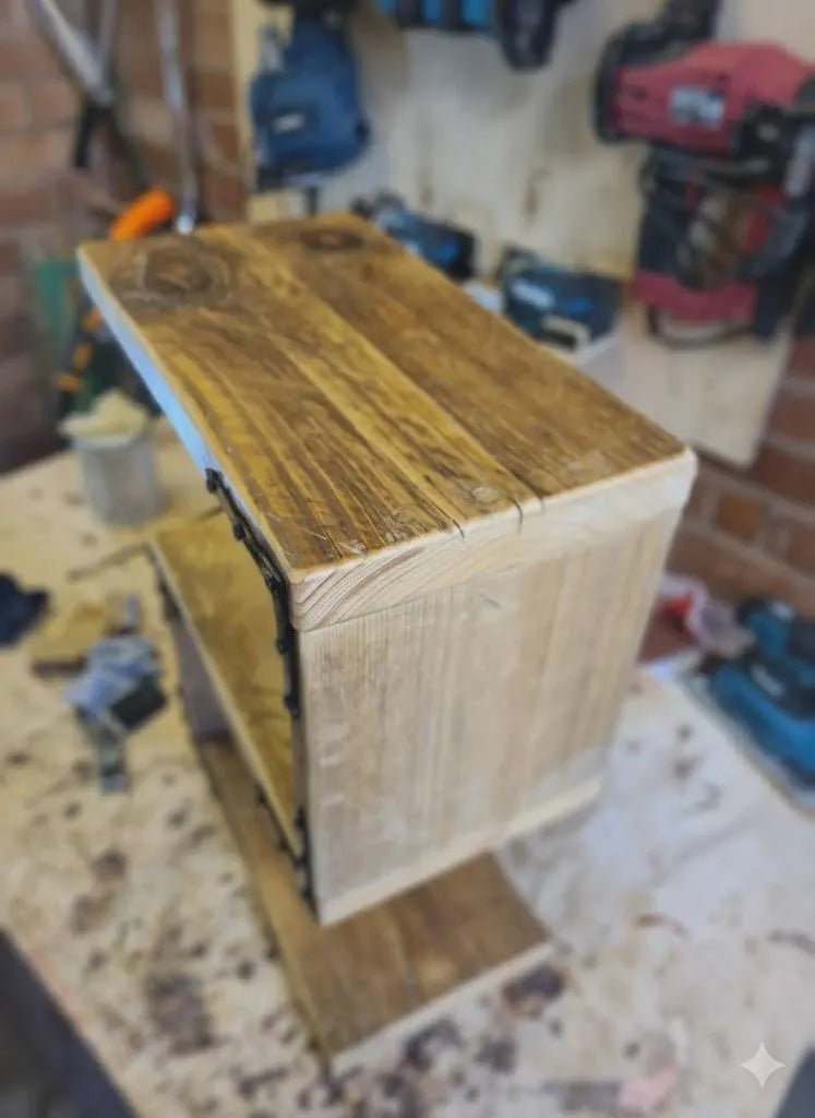 Rustic S Shaped Side table/shelving unit from reclaimed timber, Handcrafted